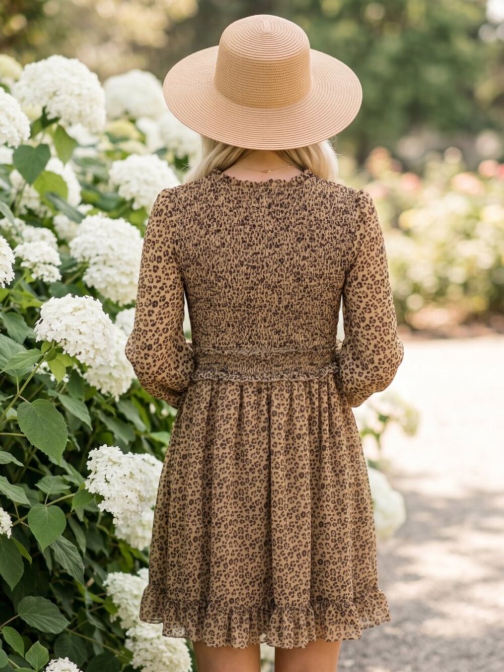 Rachel Parcell Smocked Leopard Print Long Sleeve Mini Dress Size Medium